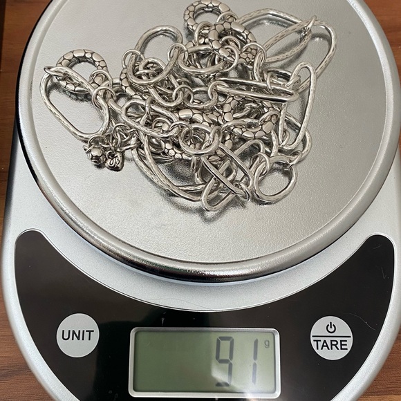 Retired BRIGHTON Silver-plated Pebbled Hammered Geometric Links 35” Necklace 91g - Picture 11 of 12